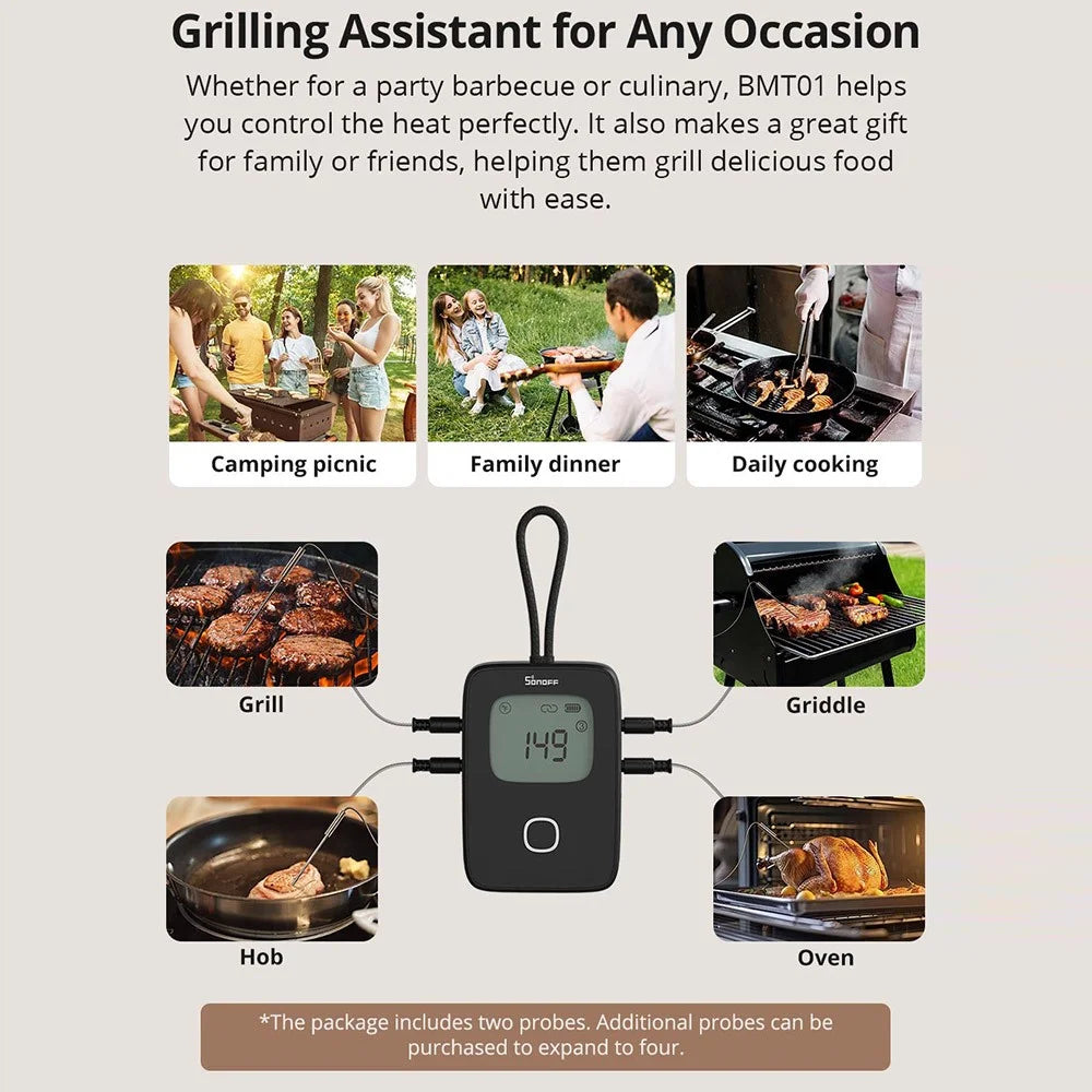 SONOFF BMT01 Meat Thermometer Bluetooth-compatible Smart APP Monitoring Barbecue Temperature Tester ( No FDA, BPA Free ) - 5