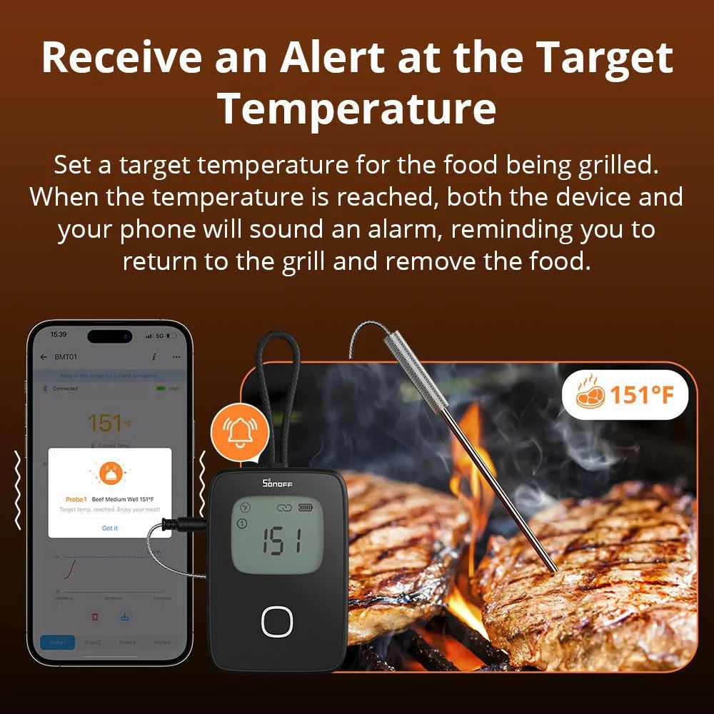SONOFF BMT01 Meat Thermometer Bluetooth-compatible Smart APP Monitoring Barbecue Temperature Tester ( No FDA, BPA Free ) - 6