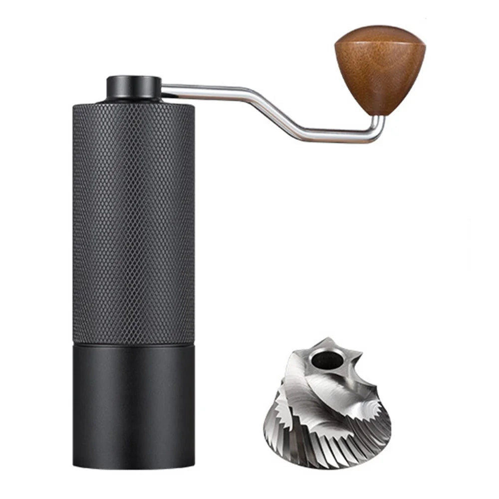 Manual Coffee Grinder 5 Blades Handheld Bean Mill Adjustable Coarseness Stainless Steel Burr Grinder - Black - 1