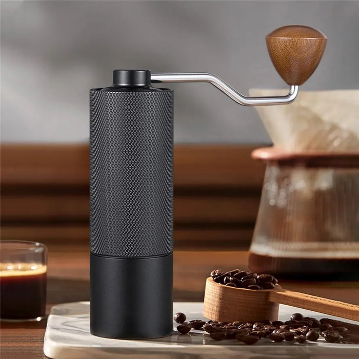 Manual Coffee Grinder 5 Blades Handheld Bean Mill Adjustable Coarseness Stainless Steel Burr Grinder - Black - 7