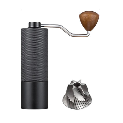 Manual Coffee Grinder 6 Blade Hand Crank Mill For Coffee Beans Adjustable Coarseness Stainless Steel Burr - Black - 1