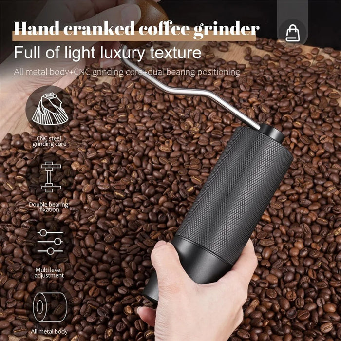 Manual Coffee Grinder Hand Crank Mill 7 Blade Burr Grinder Adjustable Coarseness For Fresh Brew - Black - 6