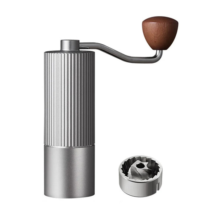 Manual Coffee Grinder Coarse Vertical Groove 5 Blade Hand Crank Mill For Coffee Beans Adjustable Coarseness - Silver - 1