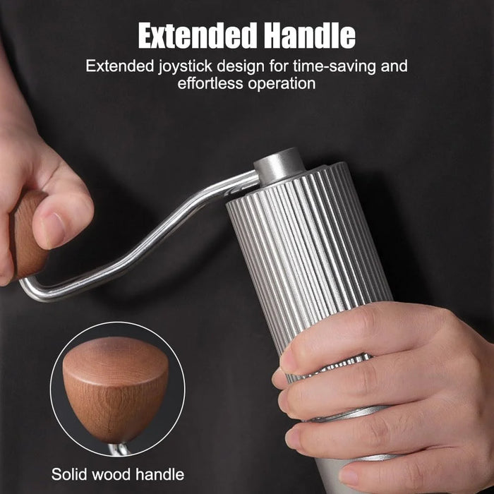 Manual Coffee Grinder Coarse Vertical Groove 5 Blade Hand Crank Mill For Coffee Beans Adjustable Coarseness - Silver - 2