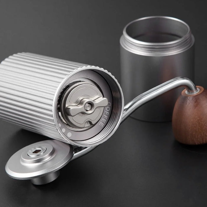 Manual Coffee Grinder Coarse Vertical Groove 5 Blade Hand Crank Mill For Coffee Beans Adjustable Coarseness - Silver - 6