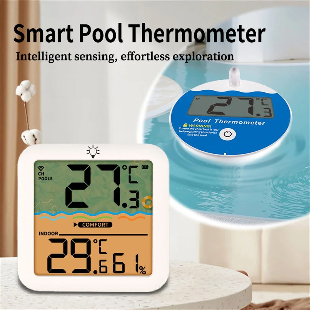 TS-PL07 Wireless Pool Thermometer IP68 Waterproof with Indoor Receiver Floating Digital Water Temperature Gauge for Swimming Pool Spa - 2