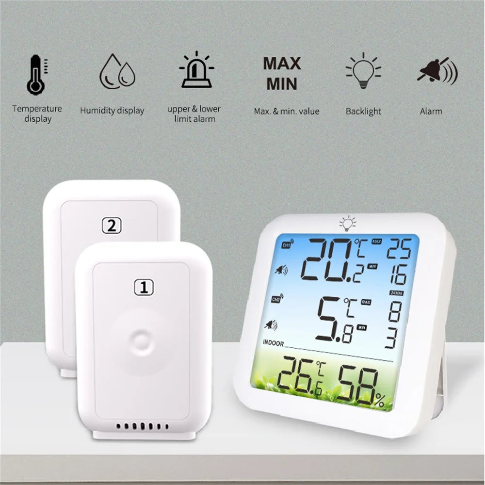TS-8082 Dual Channel Wireless Thermometer Hygrometer Fridge Freezer 2 Sensors Temperature Alarm Temperature Monitor for Cold Storage - 3