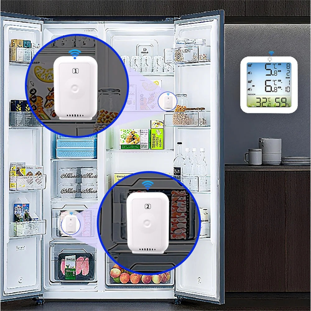 TS-8082 Dual Channel Wireless Thermometer Hygrometer Fridge Freezer 2 Sensors Temperature Alarm Temperature Monitor for Cold Storage - 6
