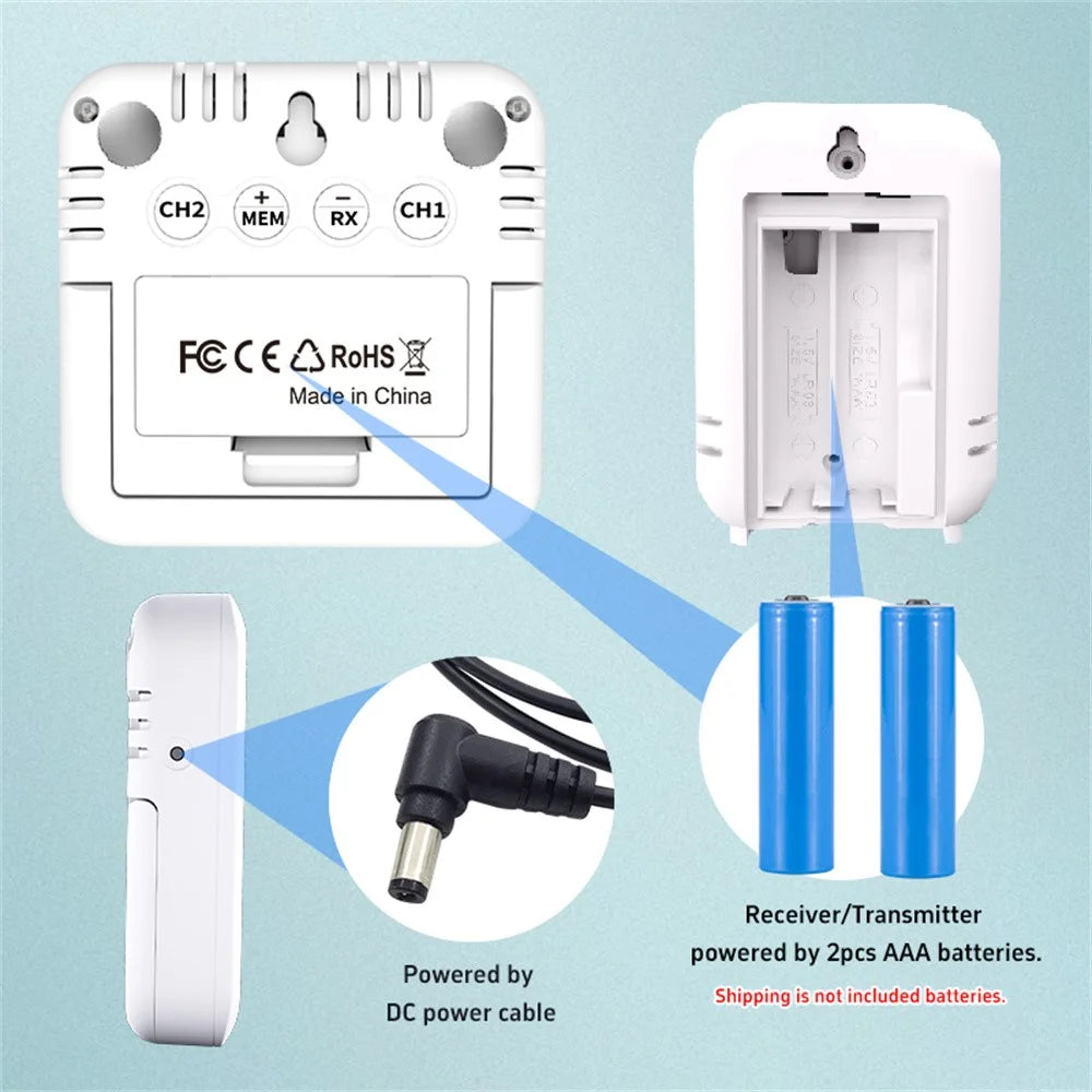 TS-8082 Dual Channel Wireless Thermometer Hygrometer Fridge Freezer 2 Sensors Temperature Alarm Temperature Monitor for Cold Storage - 7