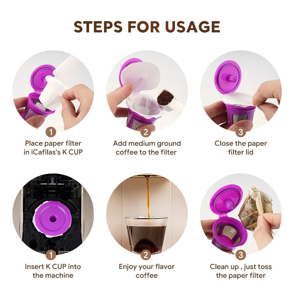 100PCS Disposable Paper Coffee Filter with Lid for Keurig 1.0 2.0 Coffee Machine (No FDA Certification, BPA-free) - 2