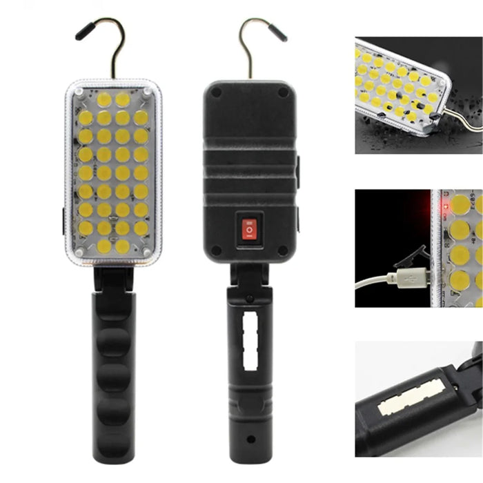 32 LEDs Magnetic Working Light Portable Flashlight USB Rechargeable Torch Hanging Hook Tent Lantern Auto Repairing Lamp - 1