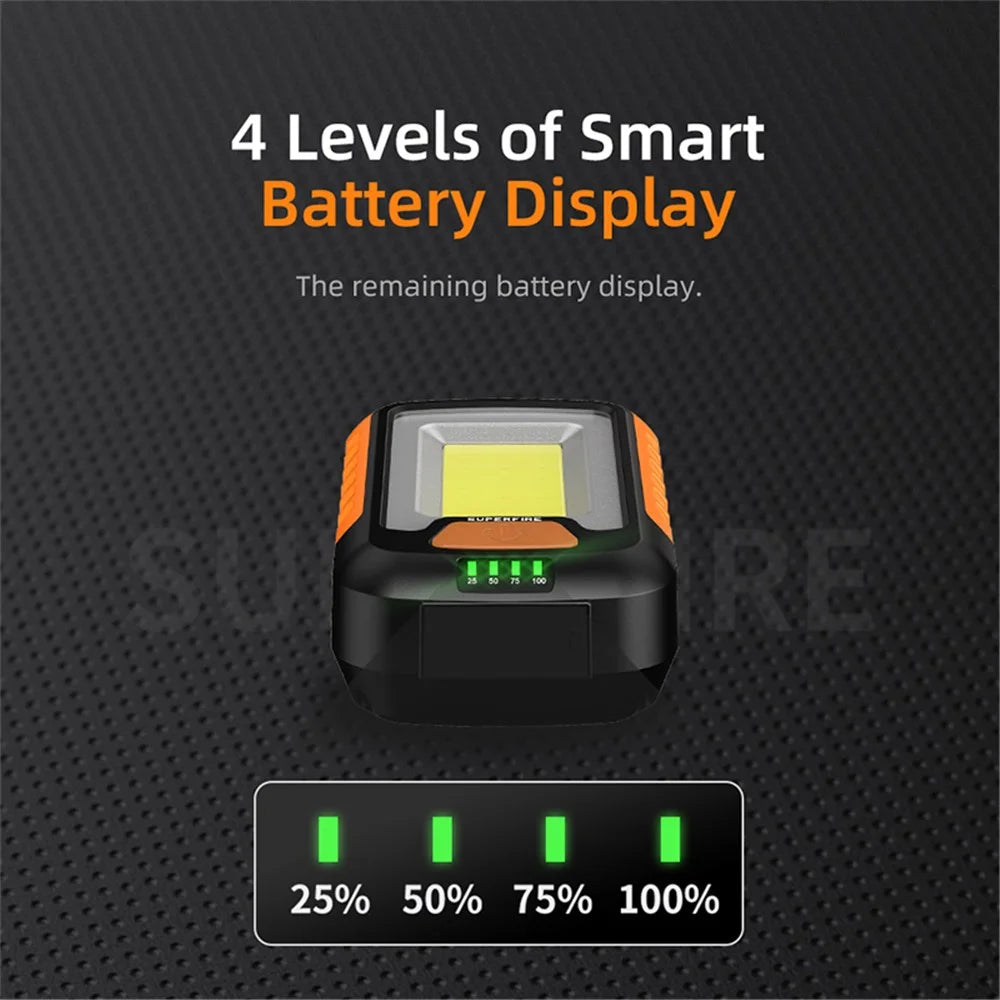 SUPERFIRE G21 Portable 650lm COB LED Work Light USB Rechargeable Waterproof Outdoor Camping Hiking Lamp - 5