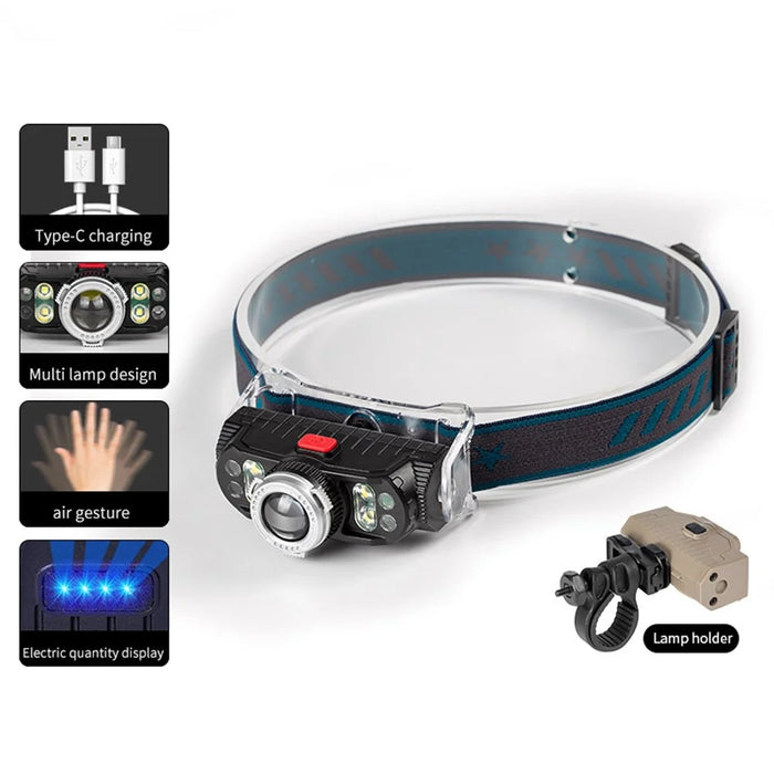 W660-1 90° Adjustable Hand Induction LED Headlight Outdoor Fishing Zoomable Single Head Lamp - 6