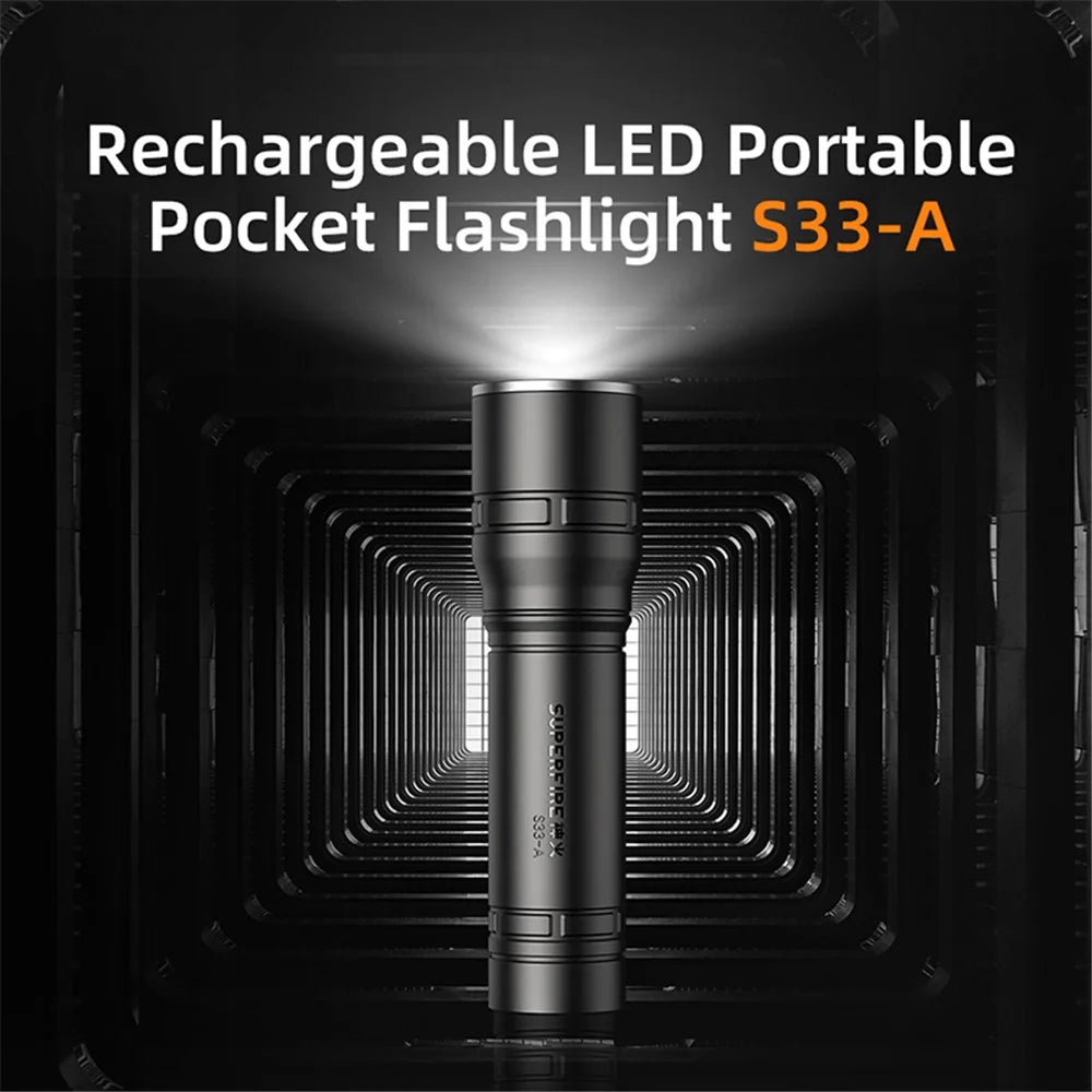 SUPERFIRE S33-A Bright LED Flashlight 4-Mode Rechargeable Waterproof Outdoor Camping Hiking Torch - 2