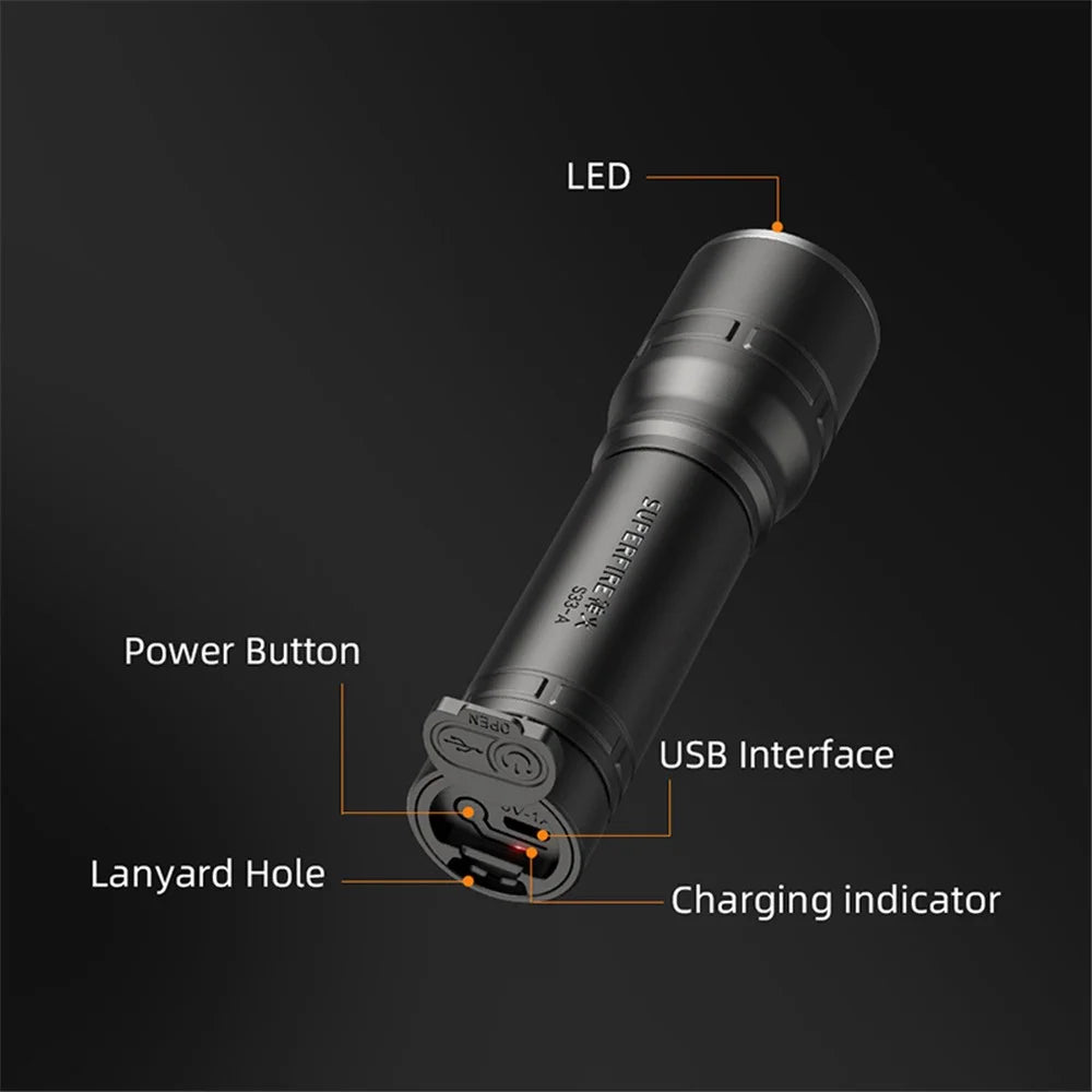 SUPERFIRE S33-A Bright LED Flashlight 4-Mode Rechargeable Waterproof Outdoor Camping Hiking Torch - 7