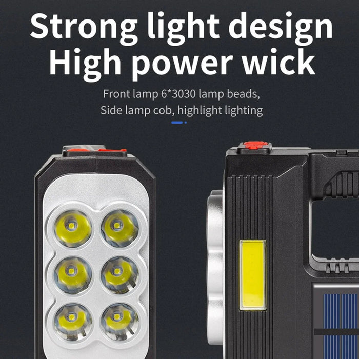 W5116-1 Multi-functional Solar Powered Flashlight Portable 6-lamp Rescue Light Waterproof Searchlight for Hiking Camping - 5