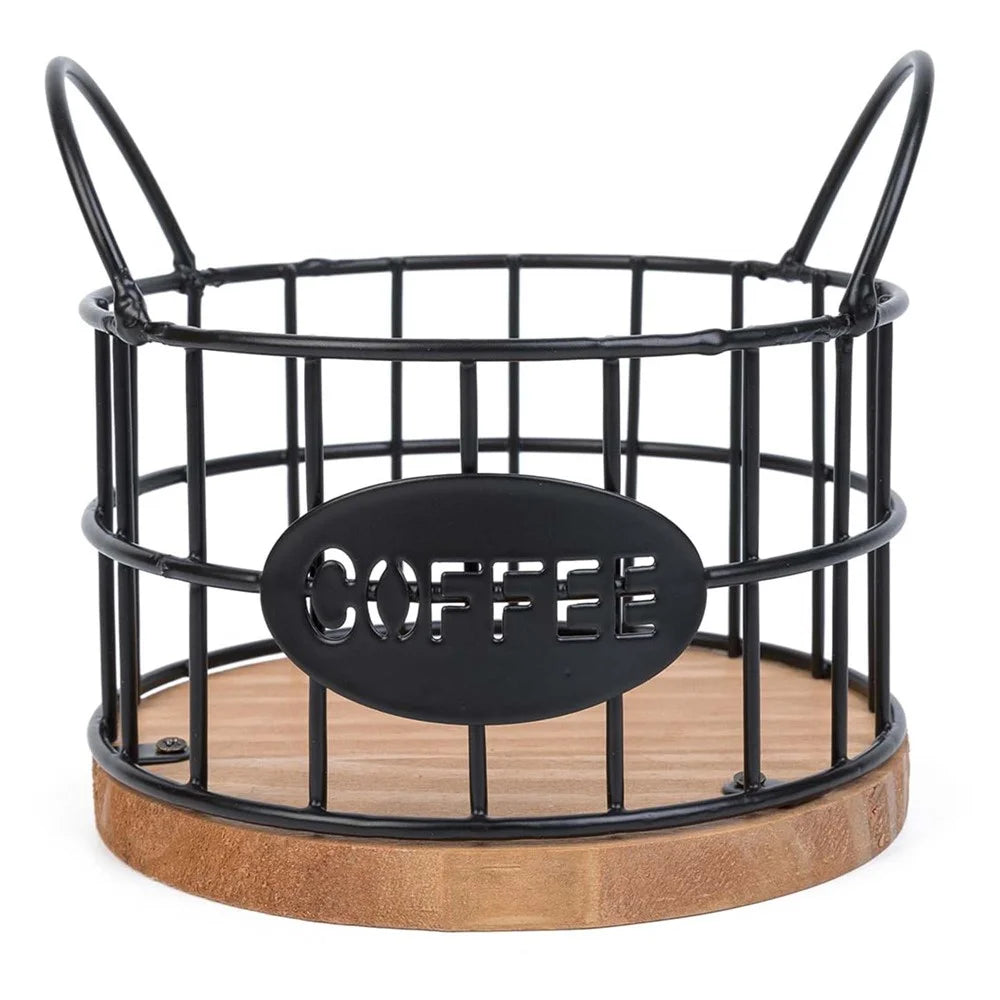 Coffee Pod Holder Organizer K Cup Storage Basket with Handles for Kitchen Office Coffee Bar - Black - 1