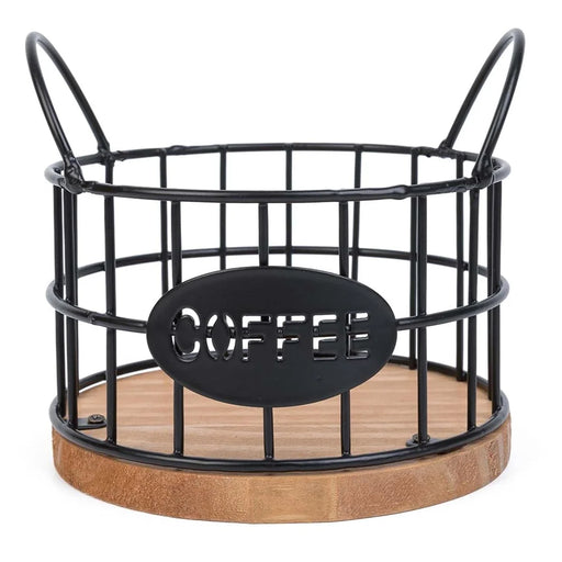 Coffee Pod Holder Organizer K Cup Storage Basket with Handles for Kitchen Office Coffee Bar - Black - 1