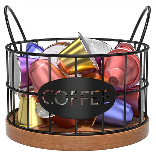 Coffee Pod Holder Organizer K Cup Storage Basket with Handles for Kitchen Office Coffee Bar - Black - 2