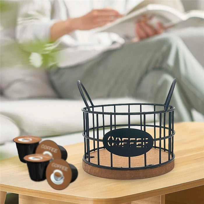 Coffee Pod Holder Organizer K Cup Storage Basket with Handles for Kitchen Office Coffee Bar - Black - 4