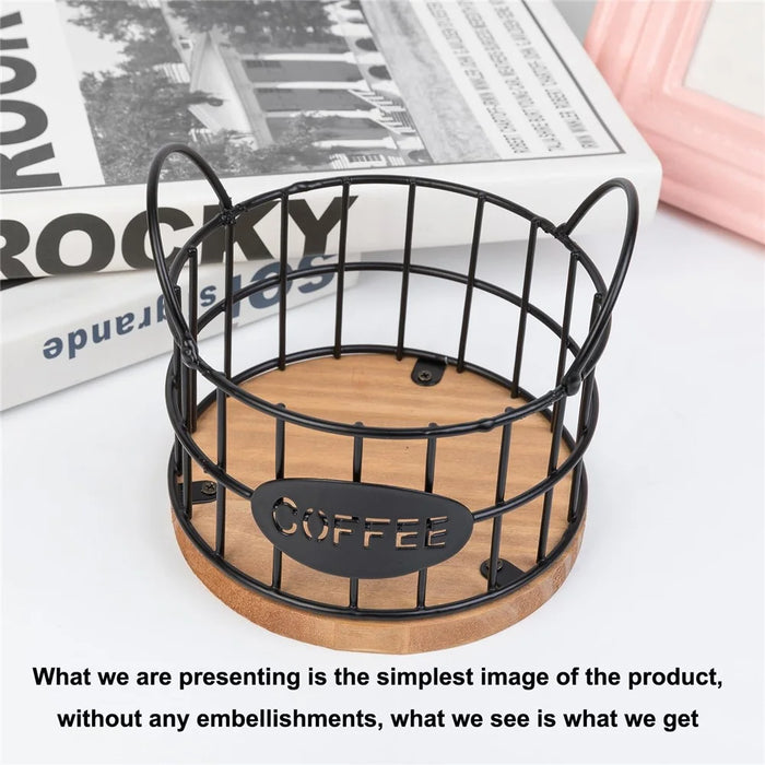 Coffee Pod Holder Organizer K Cup Storage Basket with Handles for Kitchen Office Coffee Bar - Black - 6