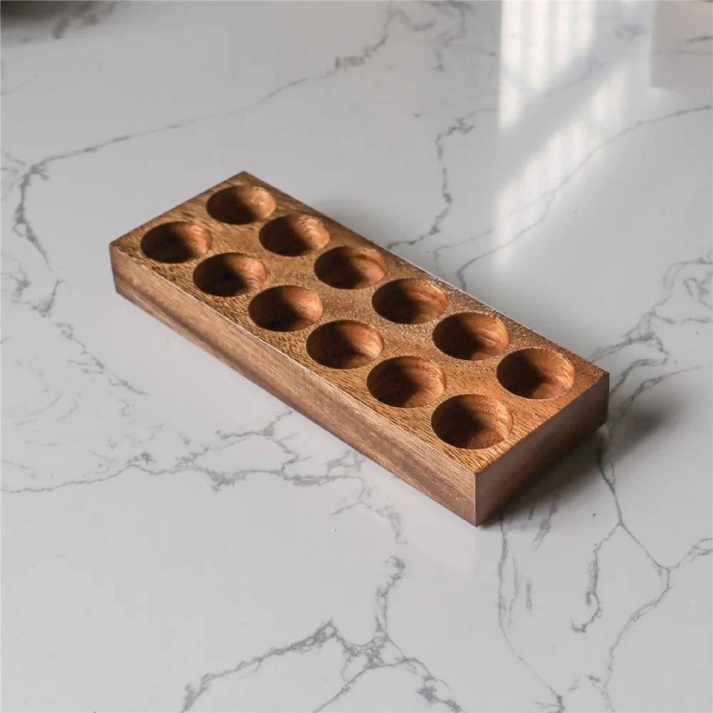 Wooden Base Coffee Bean Display Stand with 12 Clear Glass Tubes and Funnel for Cafe Bar Counter Storage - Walnut - 7