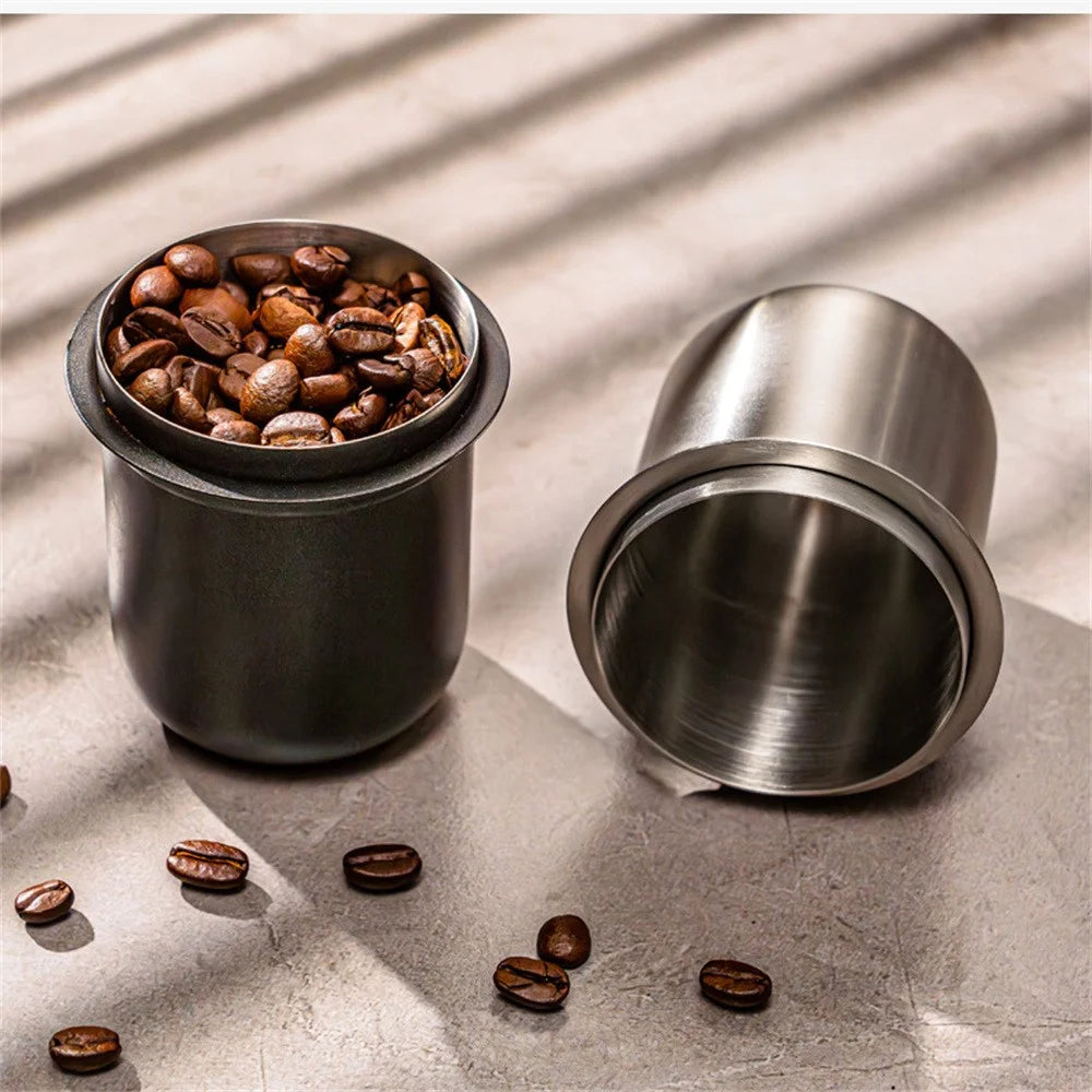 58mm Coffee Grinder Catch Cup Espresso Coffee Dosing Cup Stainless Steel Powder Catcher ( BPA Free, No FDA ) - Black - 6
