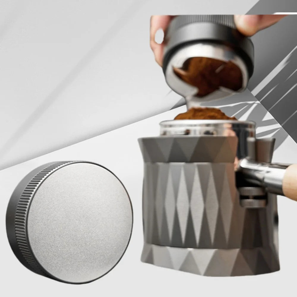 53mm Gravity Coffee Powder Distribution Tool 304 Stainless Steel Automatic Height Adjusting Coffee Tamper ( BPA Free , No FDA ) - Black - 3