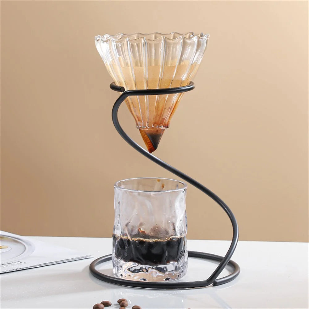 Iron Coffee Pour Over Stand Serpentine Filter Holder Drip Coffee Maker Display Dripper Rack - 3