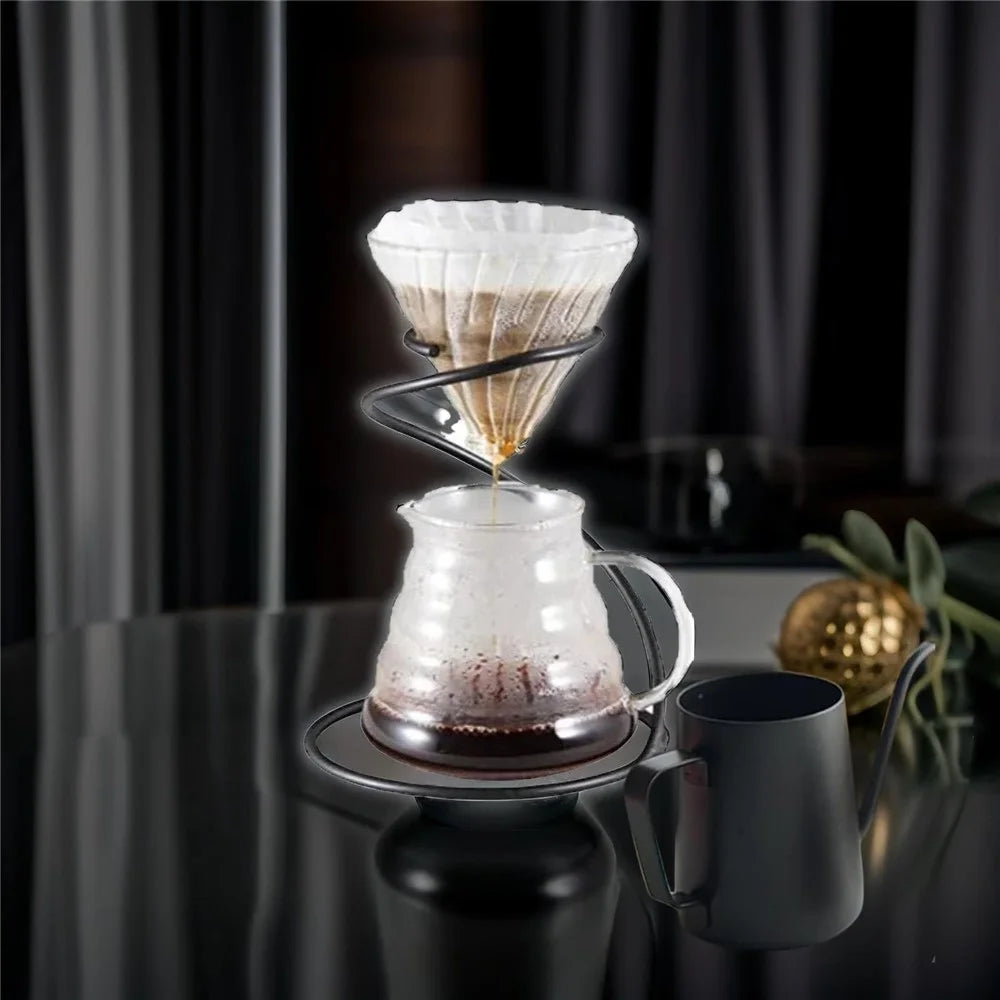 Iron Coffee Pour Over Stand Serpentine Filter Holder Drip Coffee Maker Display Dripper Rack - 4