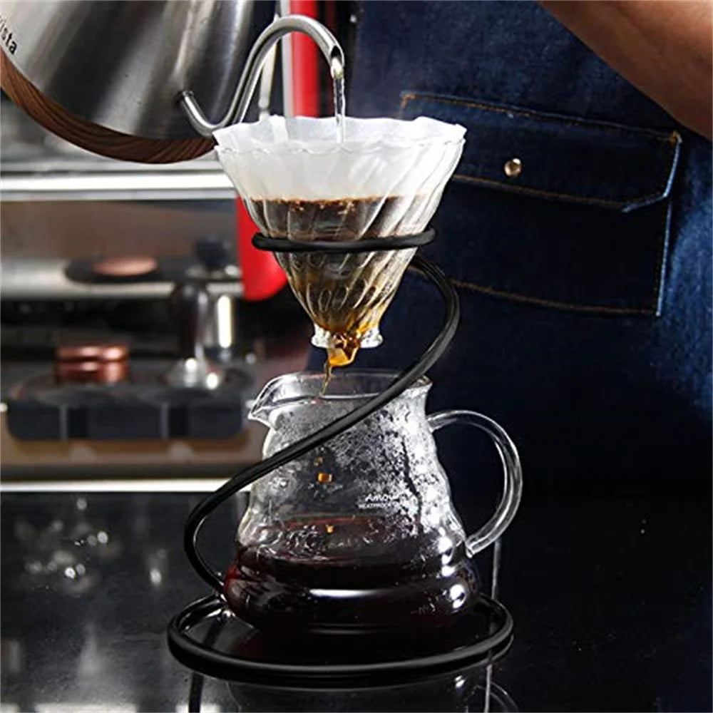 Iron Coffee Pour Over Stand Serpentine Filter Holder Drip Coffee Maker Display Dripper Rack - 6