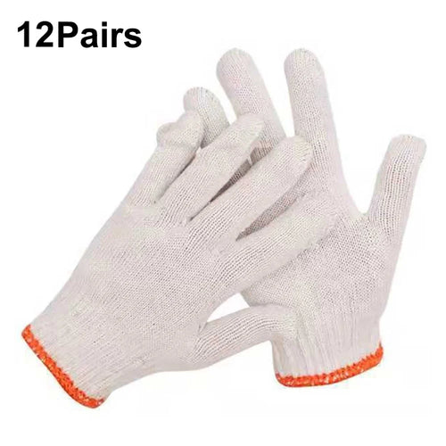 12 Pairs Safety Work Gloves Wear Resistant Cotton Protective Gloves for Construction Maintenance - 1