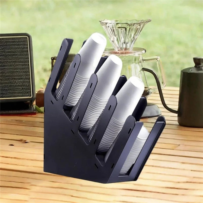 Acrylic Paper Cup Dispenser Organizer 4-Tier Slanted Coffee Cup Holder for Cafe Restaurant Office Home Use - 4