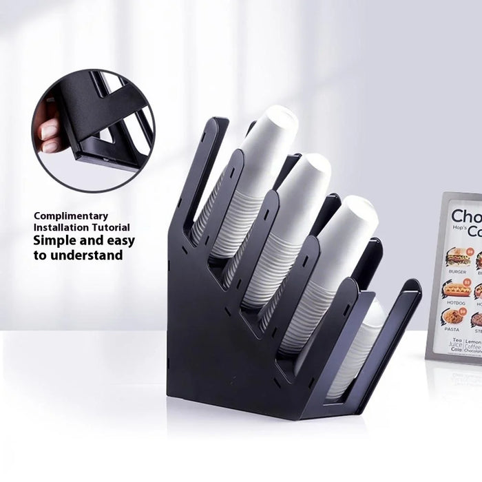 Acrylic Paper Cup Dispenser Organizer 4-Tier Slanted Coffee Cup Holder for Cafe Restaurant Office Home Use - 6