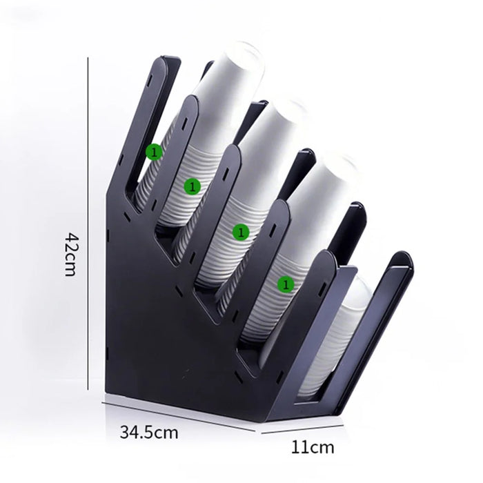 Acrylic Paper Cup Dispenser Organizer 4-Tier Slanted Coffee Cup Holder for Cafe Restaurant Office Home Use - 7