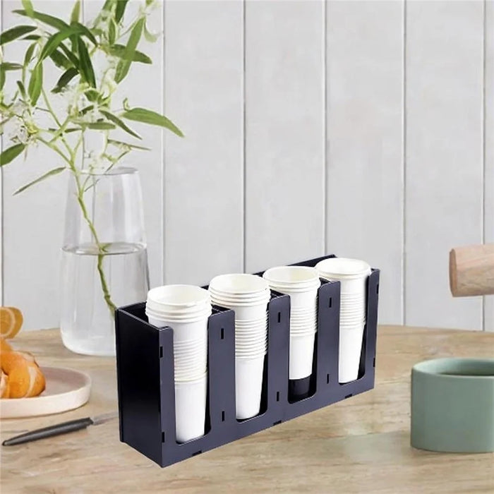 4 Compartments Acrylic Paper Cup Dispenser Organizer for Coffee Shop Milk Tea Store Restaurant Counter - 4