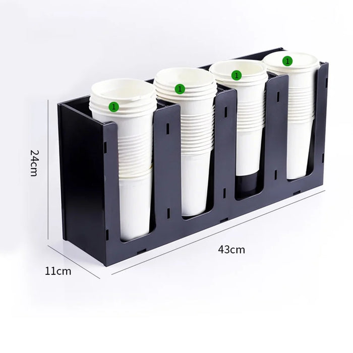 4 Compartments Acrylic Paper Cup Dispenser Organizer for Coffee Shop Milk Tea Store Restaurant Counter - 6