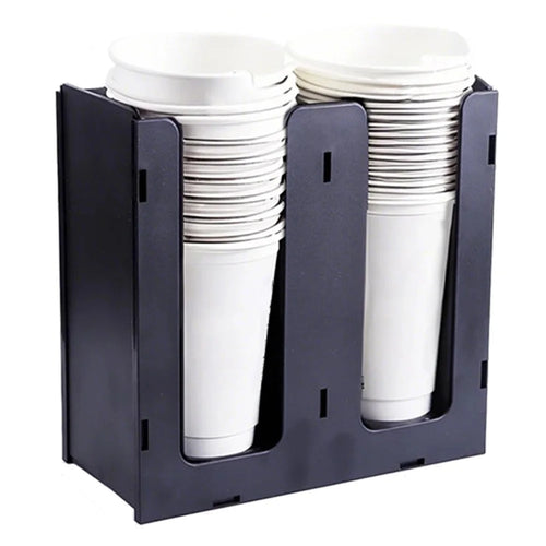 2 Compartments Acrylic Paper Cup Dispenser Organizer for Coffee Shop Cafe Restaurant Office Use - 1