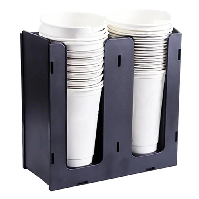 2 Compartments Acrylic Paper Cup Dispenser Organizer for Coffee Shop Cafe Restaurant Office Use - 1