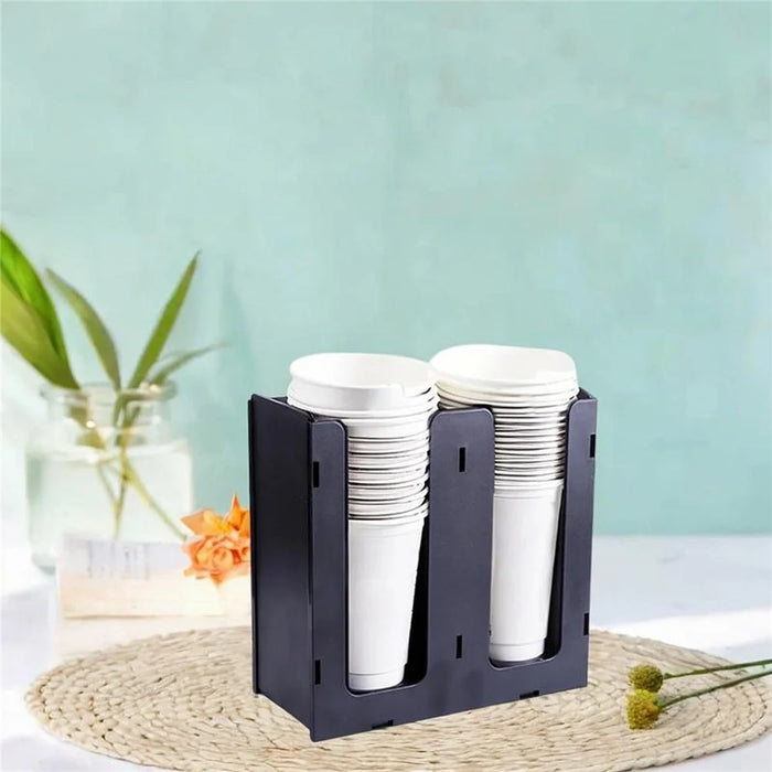 2 Compartments Acrylic Paper Cup Dispenser Organizer for Coffee Shop Cafe Restaurant Office Use - 3