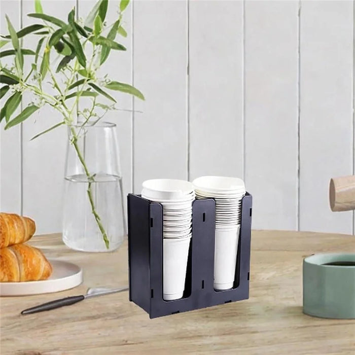 2 Compartments Acrylic Paper Cup Dispenser Organizer for Coffee Shop Cafe Restaurant Office Use - 5