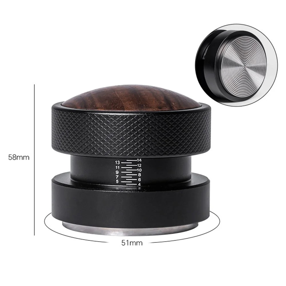 Threaded Bottom Self-Leveling Coffee Tamper Gravity Calibrated Pressure 304 Stainless Steel Espresso Distributor (BPA-Free, No FDA) - 51mm - 1