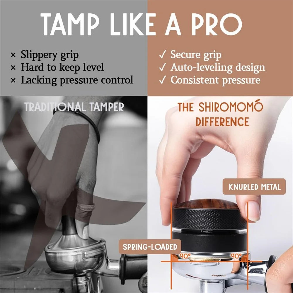 Threaded Bottom Self-Leveling Coffee Tamper Gravity Calibrated Pressure 304 Stainless Steel Espresso Distributor (BPA-Free, No FDA) - 51mm - 2
