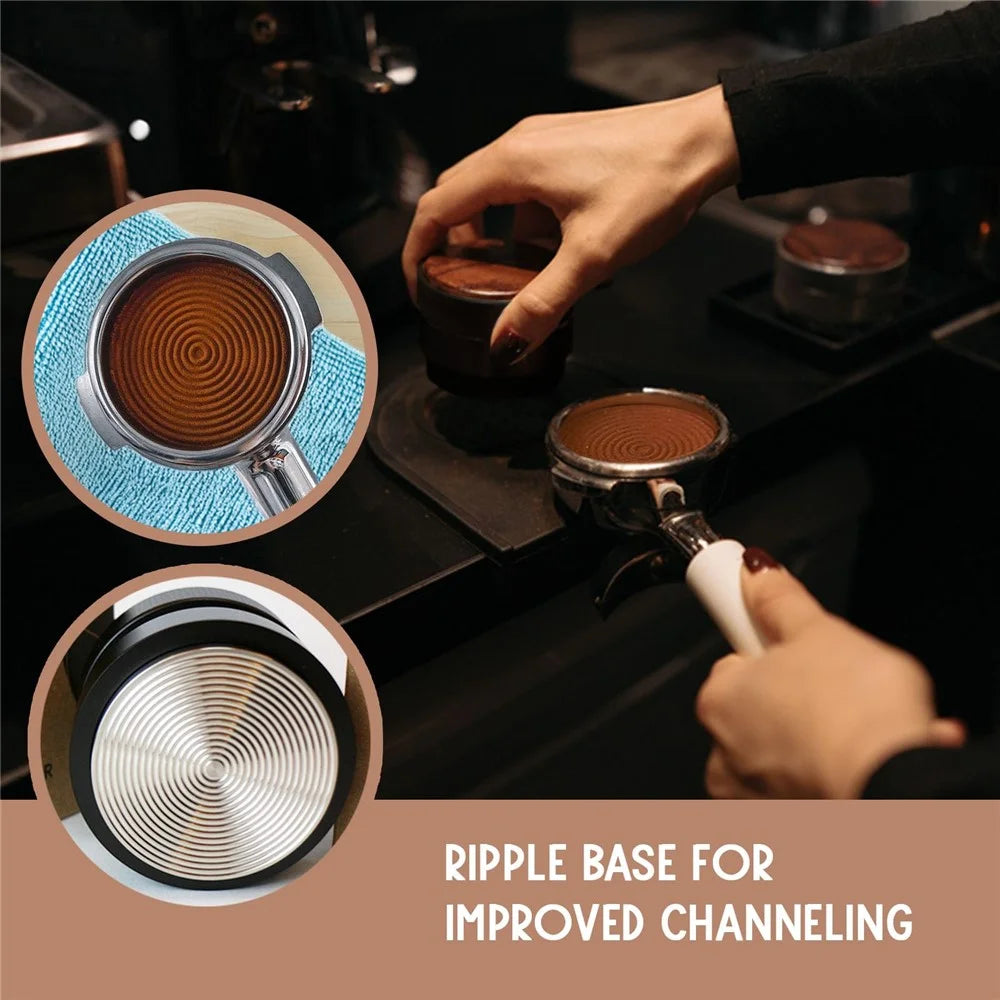 4-Blade Bottom Coffee Tamper Gravity Calibrated Pressure 304 Stainless Steel Espresso Distributor (BPA-Free, No FDA) - 51mm - 3