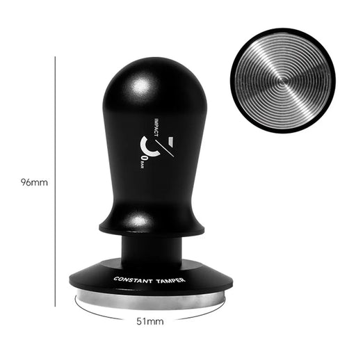 Coffee Tamper Espresso Distribution Tool Adjustable Pressure Spring Loaded Tamper (BPA-Free, No FDA) - 51mm / Black - 1