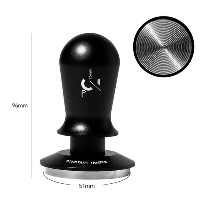 Coffee Tamper Espresso Distribution Tool Adjustable Pressure Spring Loaded Tamper (BPA-Free, No FDA) - 51mm / Black - 1