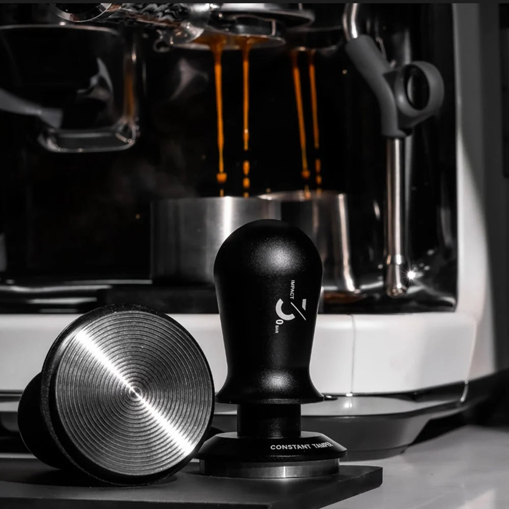 Coffee Tamper Espresso Distribution Tool Adjustable Pressure Spring Loaded Tamper (BPA-Free, No FDA) - 51mm / Black - 7