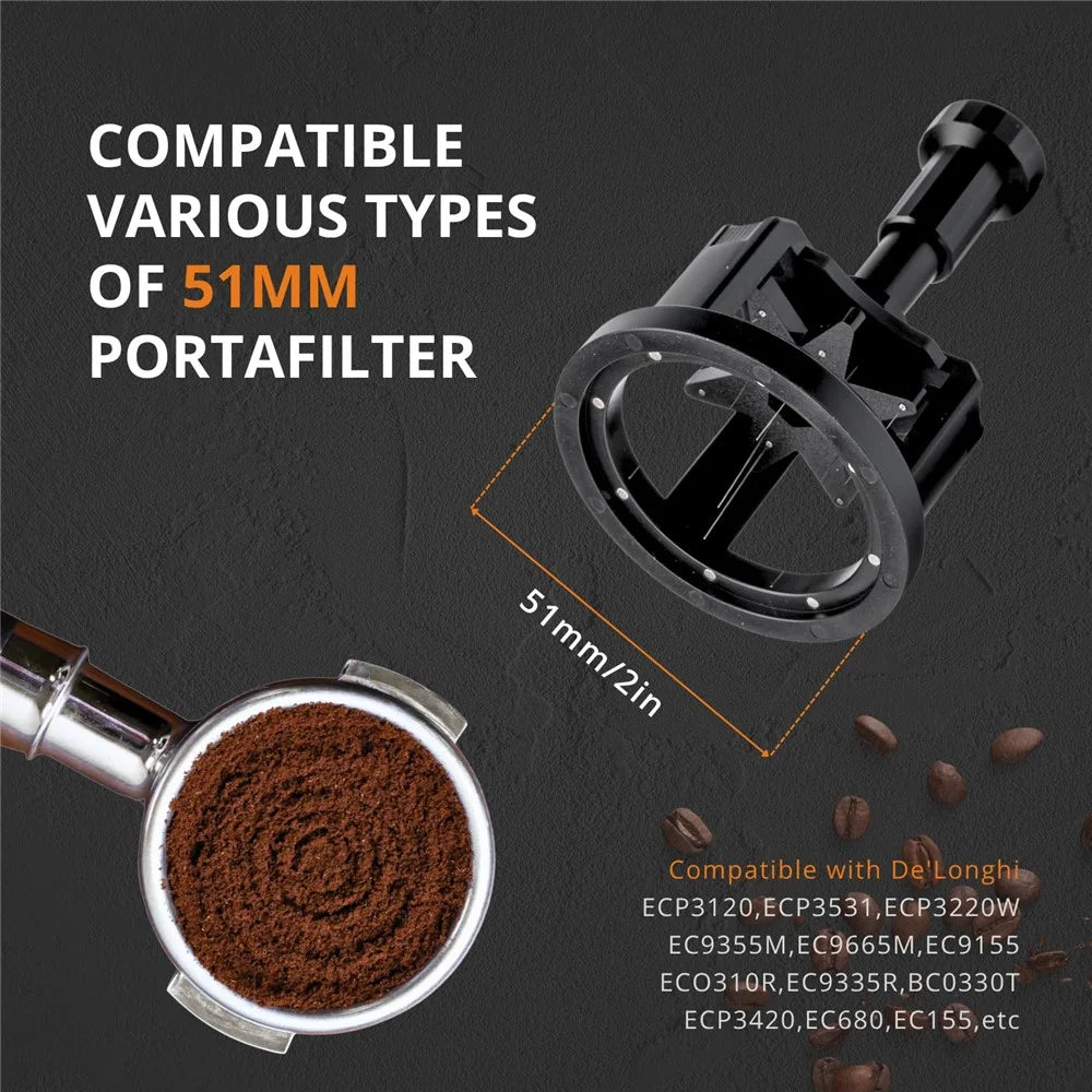 Coffee Distribution Tool Magnetic Base Adjustable Depth Needle Espresso Powder Distributor (BPA-Free, No FDA) - 51mm - 2