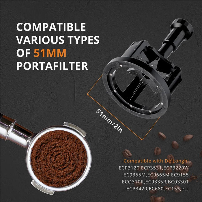 Coffee Distribution Tool Magnetic Base Adjustable Depth Needle Espresso Powder Distributor (BPA-Free, No FDA) - 51mm - 2