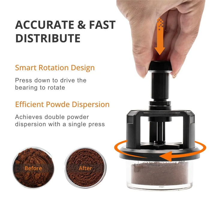 Coffee Distribution Tool Magnetic Base Adjustable Depth Needle Espresso Powder Distributor (BPA-Free, No FDA) - 51mm - 3